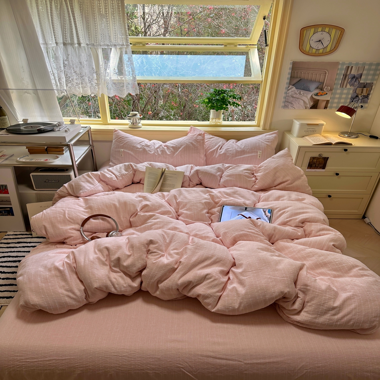 优兰朵家纺 2026新款简约素色亚麻风纯色无印四件套 玉色-素然