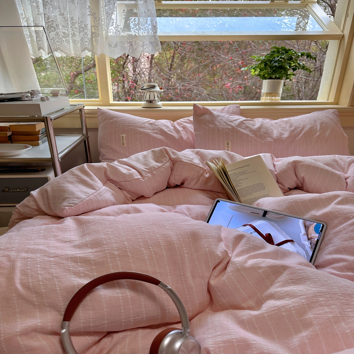 91家纺网 家纺一手货源 找家纺 优兰朵家纺 2026新款简约素色亚麻风纯色无印四件套 玉色-素然