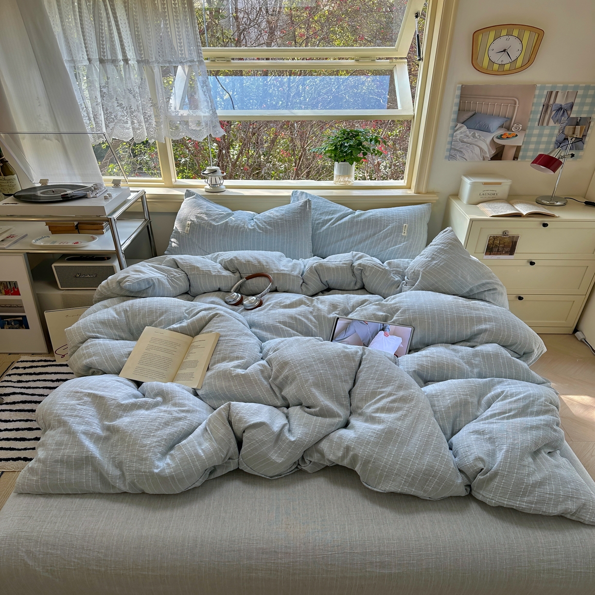 优兰朵家纺 2026新款简约素色亚麻风纯色无印四件套 中兰-素然