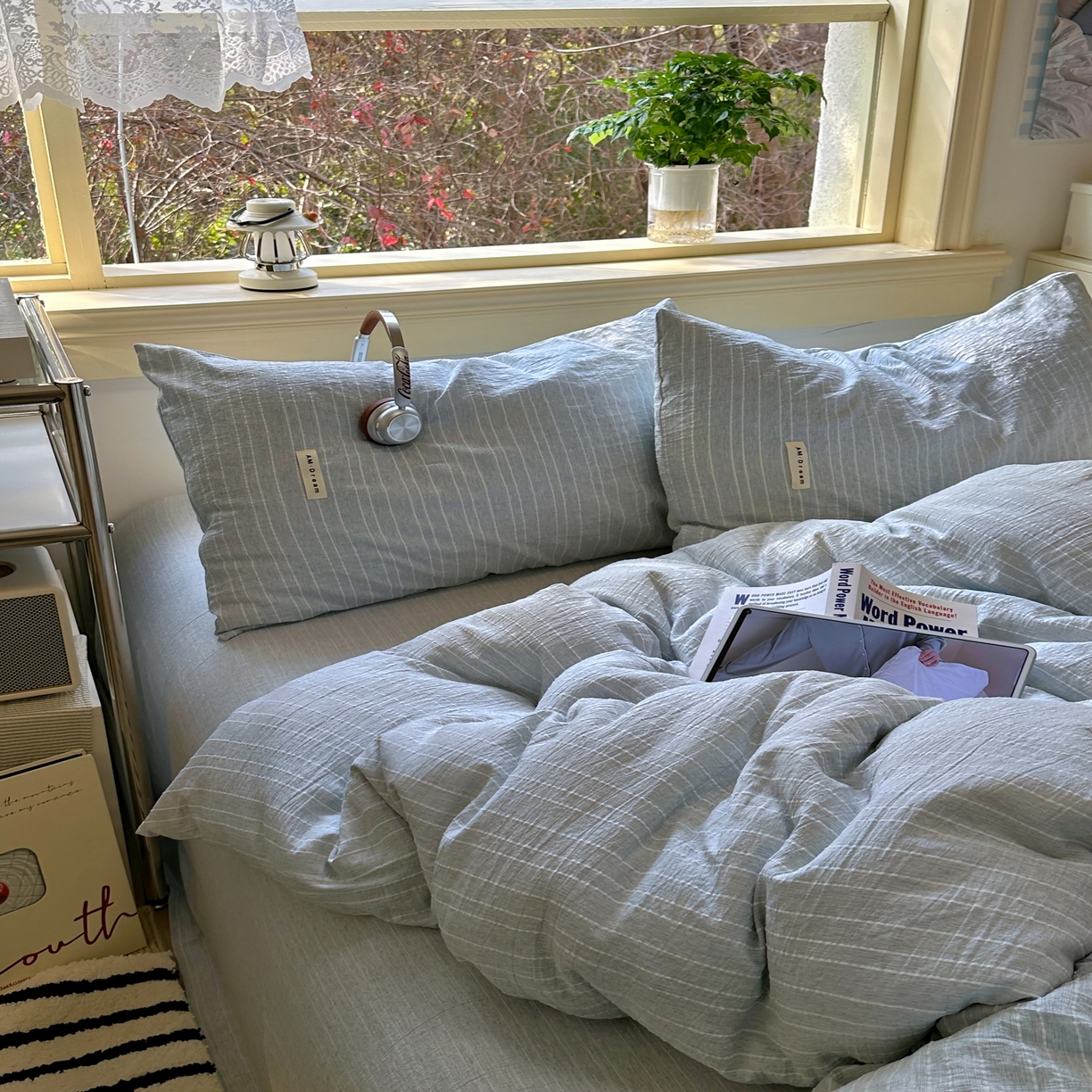 91家纺网 家纺一手货源 找家纺 优兰朵家纺 2026新款简约素色亚麻风纯色无印四件套 中兰-素然