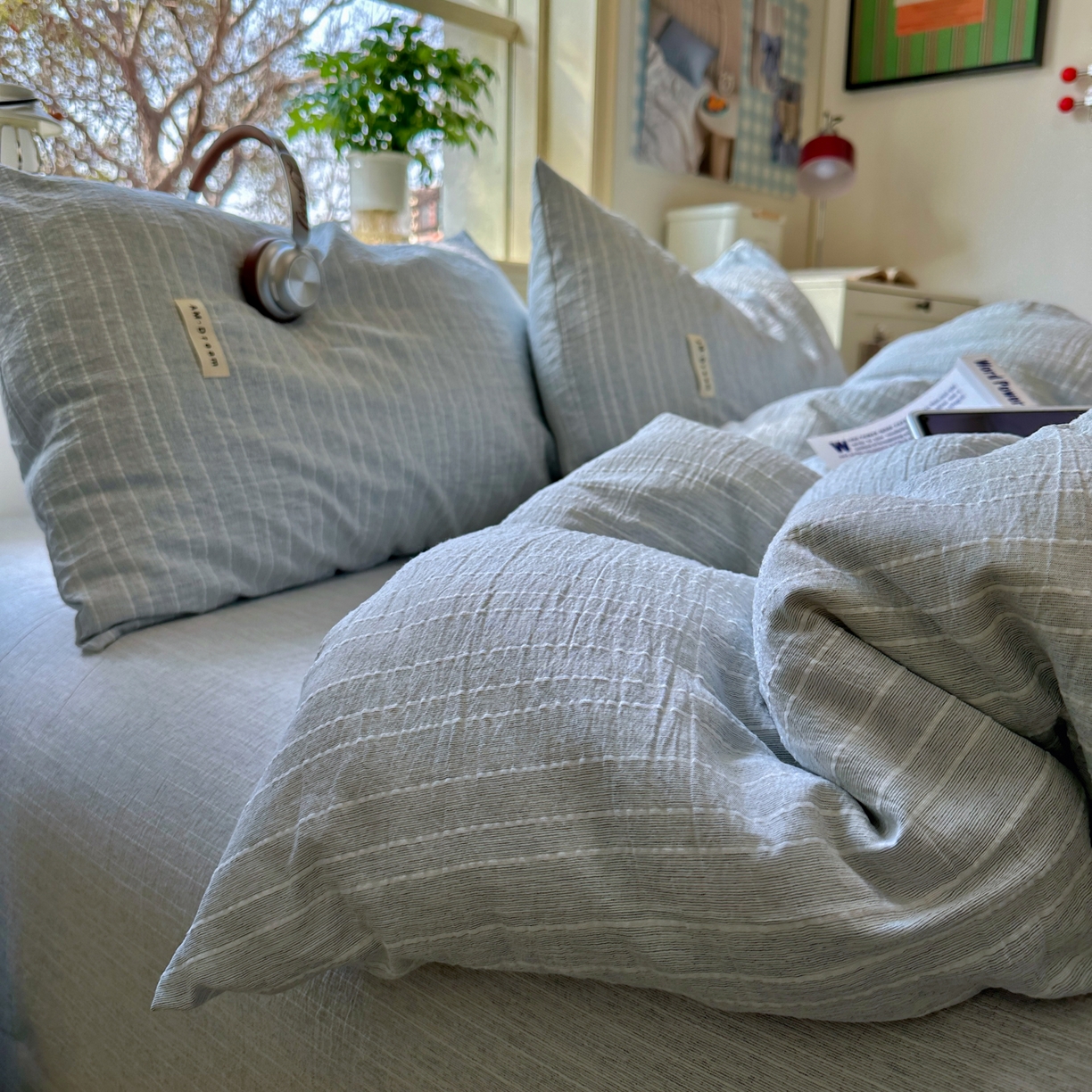 91家纺网 家纺一手货源 找家纺 优兰朵家纺 2026新款简约素色亚麻风纯色无印四件套 中兰-素然