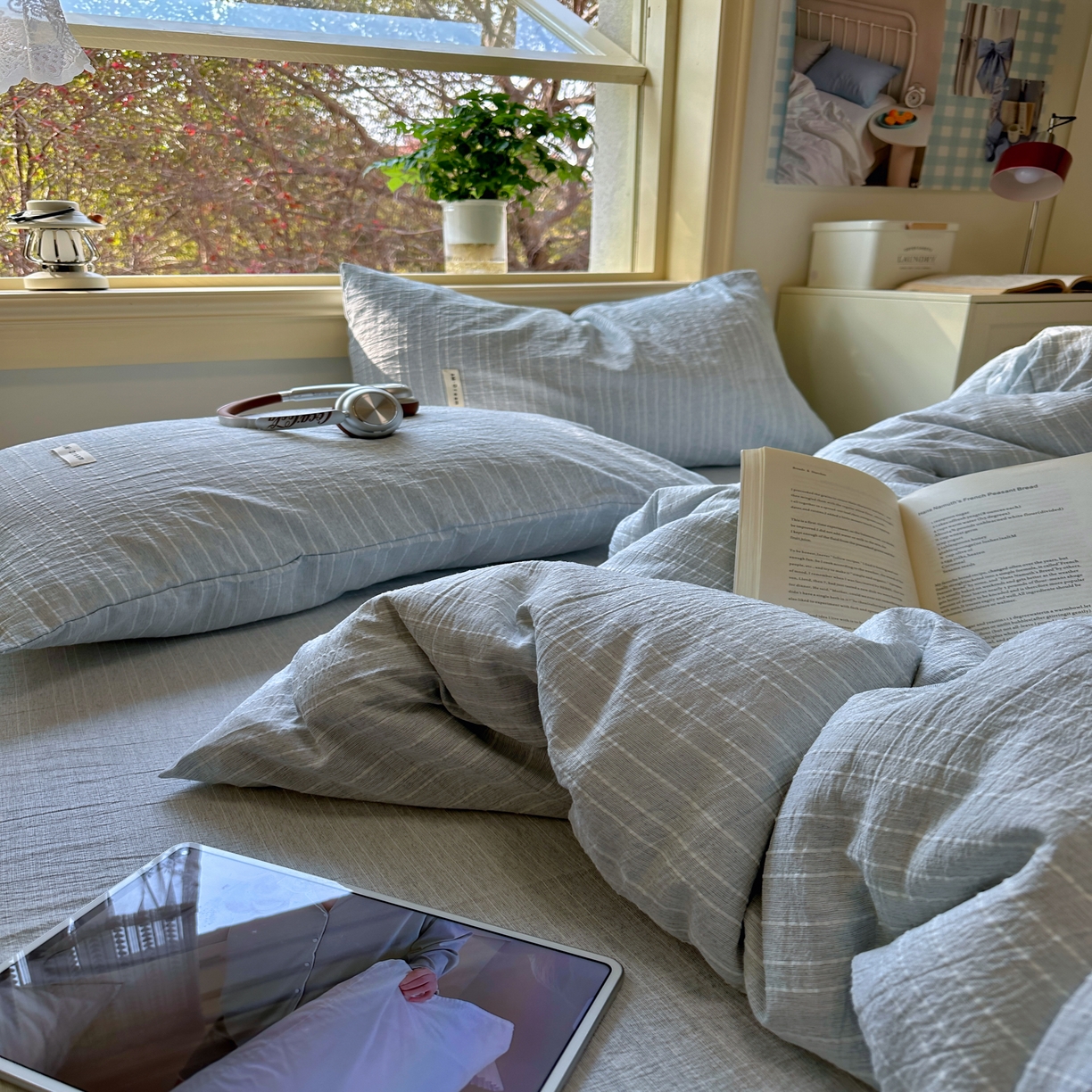 91家纺网 家纺一手货源 找家纺 优兰朵家纺 2026新款简约素色亚麻风纯色无印四件套 中兰-素然