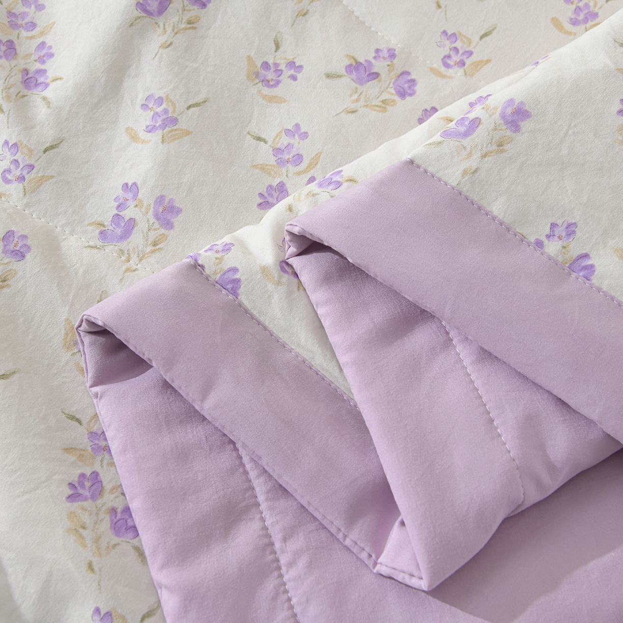 91家纺网 家纺一手货源 找家纺 金梦家居 2026新款水洗棉床盖被套四件套 紫韵花开