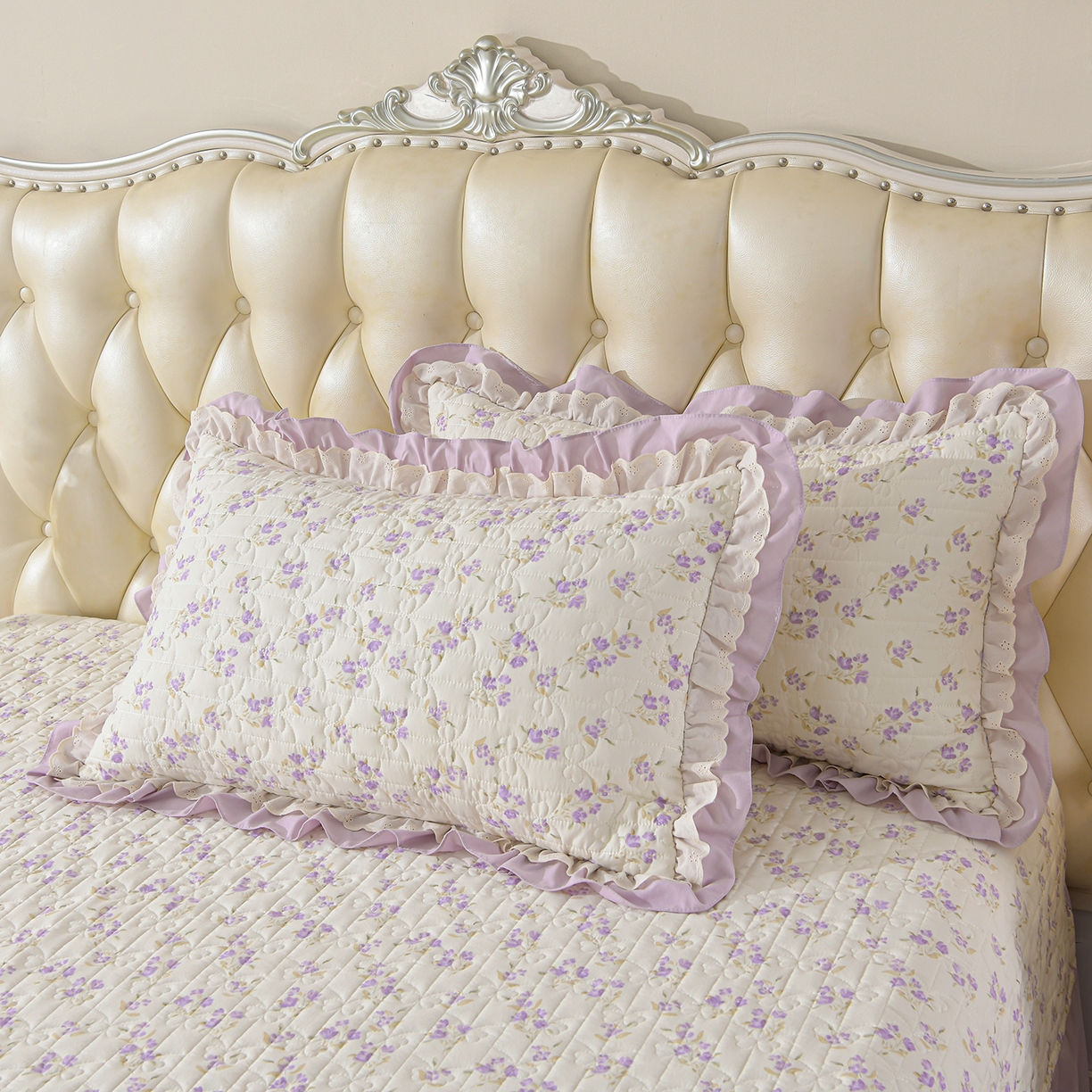 91家纺网 家纺一手货源 找家纺 金梦家居 2026新款水洗棉床盖被套四件套 紫韵花开