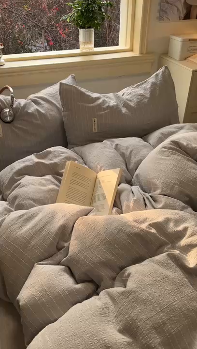 91家纺网 家纺一手货源 找家纺 优兰朵家纺 2026新款简约素色亚麻风纯色无印四件套 中兰-素然