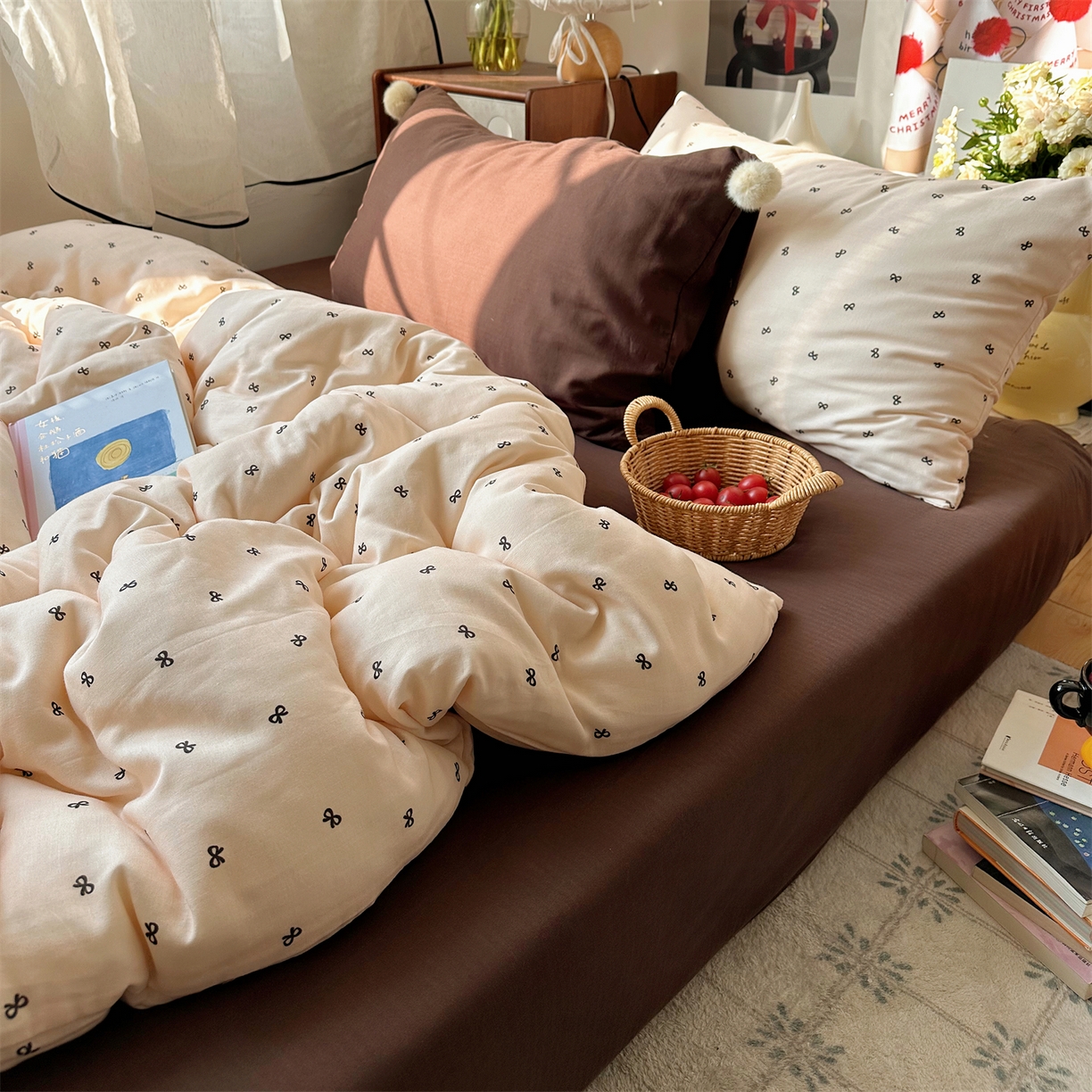 91家纺网 家纺一手货源 找家纺 （总）三朵家纺 2026新款全棉纯棉双层纱小毛球系列四件套