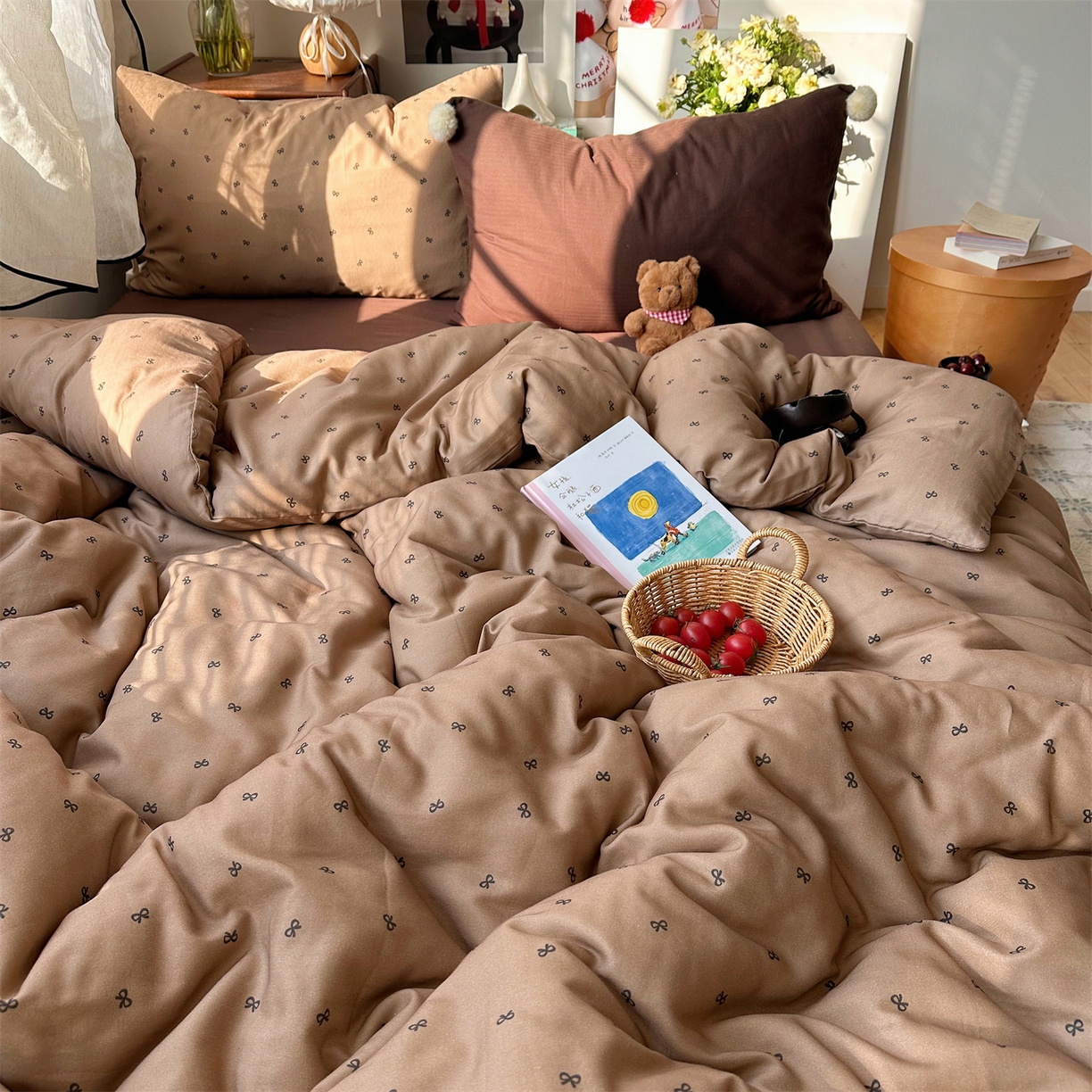 91家纺网 家纺一手货源 找家纺 （总）三朵家纺 2026新款全棉纯棉双层纱小毛球系列四件套