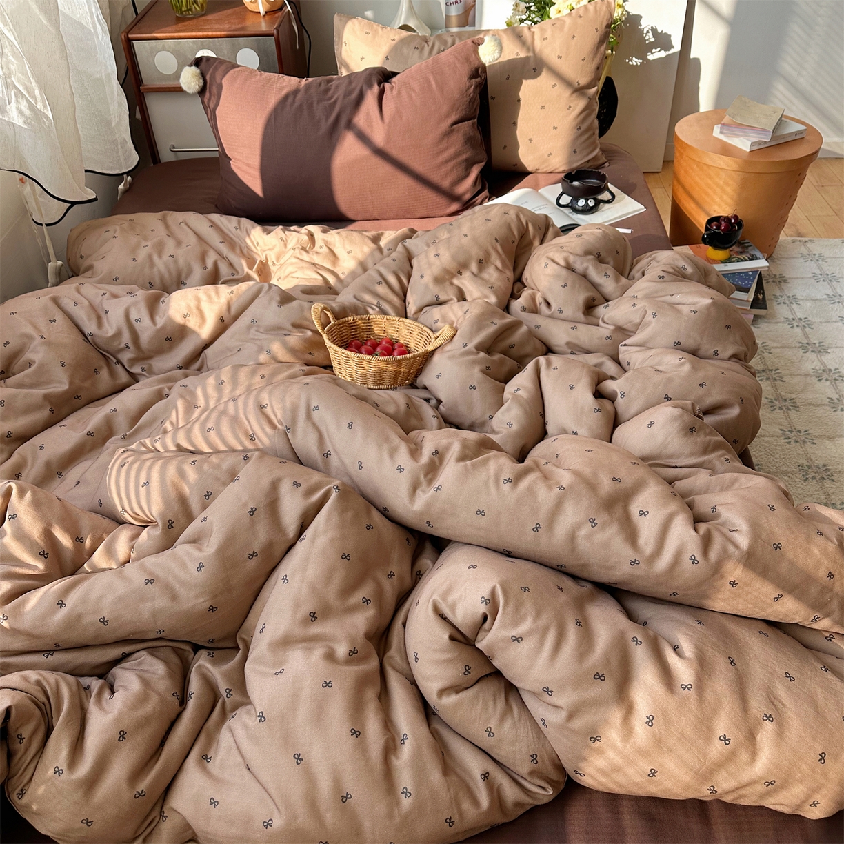 91家纺网 家纺一手货源 找家纺 （总）三朵家纺 2026新款全棉纯棉双层纱小毛球系列四件套