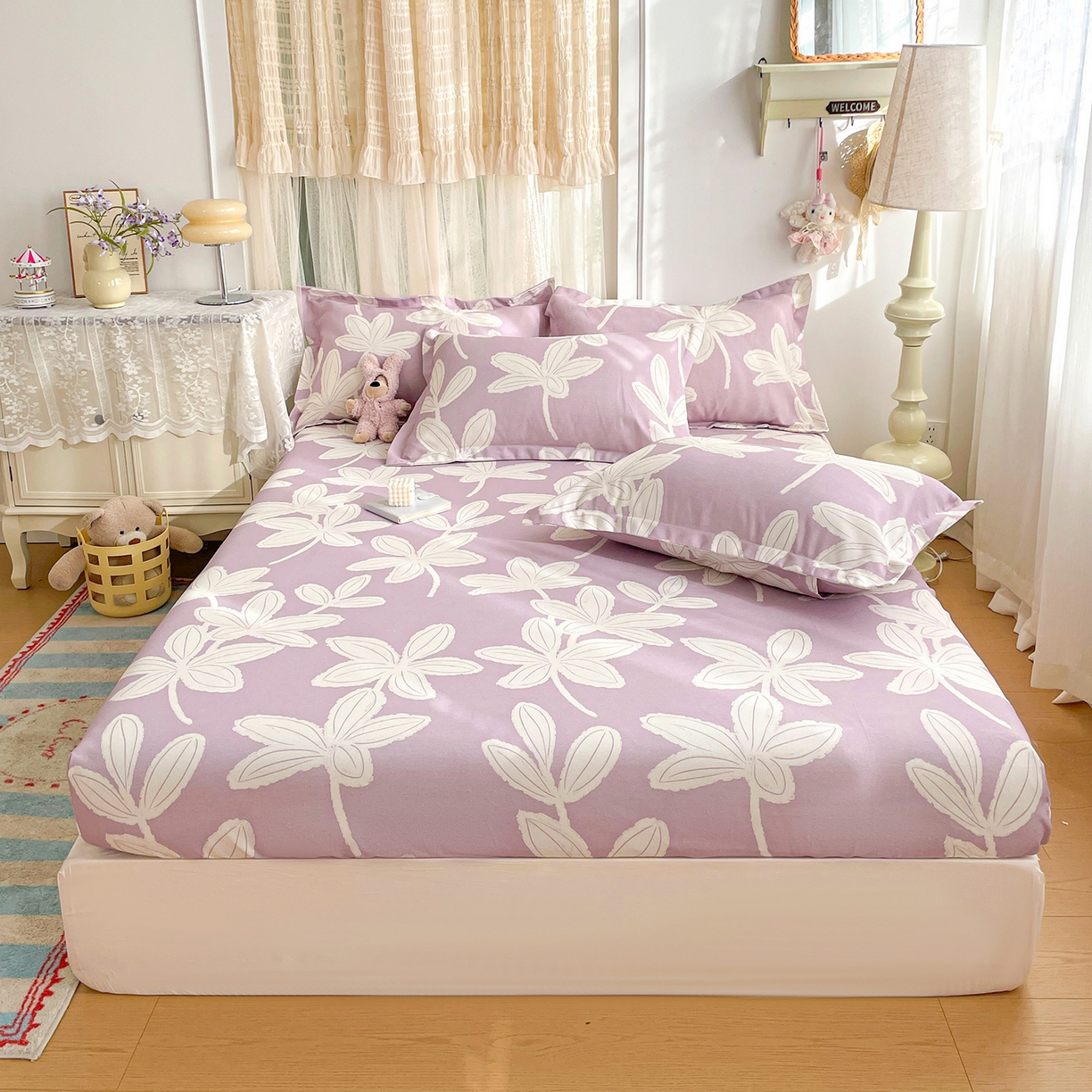 91家纺网 家纺一手货源 找家纺 （总）纽缦家纺 2026新款舒适透气细沙卡通印花老粗布床笠