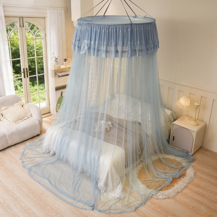 91家纺网 家纺一手货源 找家纺 （总）梦尔佳蚊帐 2026新款蕾丝刺绣花好月圆圆顶蚊帐