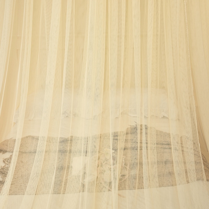 91家纺网 家纺一手货源 找家纺 梦尔佳蚊帐 2026新款蕾丝刺绣花好月圆圆顶蚊帐 奶黄