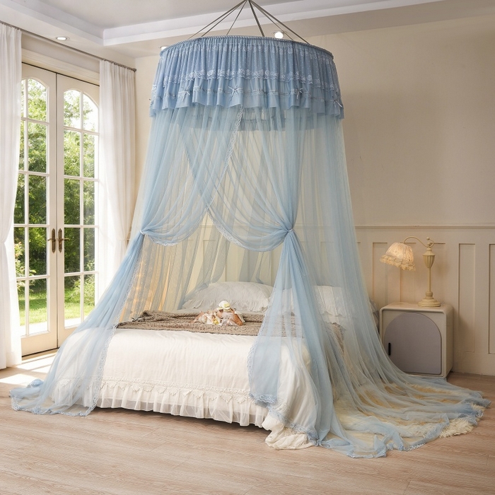 91家纺网 家纺一手货源 找家纺 （总）梦尔佳蚊帐 2026新款蕾丝刺绣花好月圆圆顶蚊帐