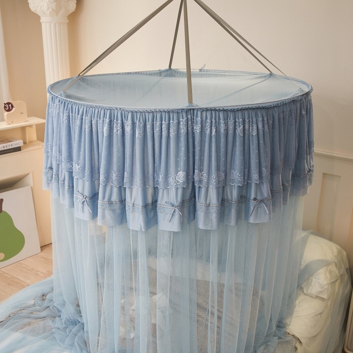 91家纺网 家纺一手货源 找家纺 （总）梦尔佳蚊帐 2026新款蕾丝刺绣花好月圆圆顶蚊帐