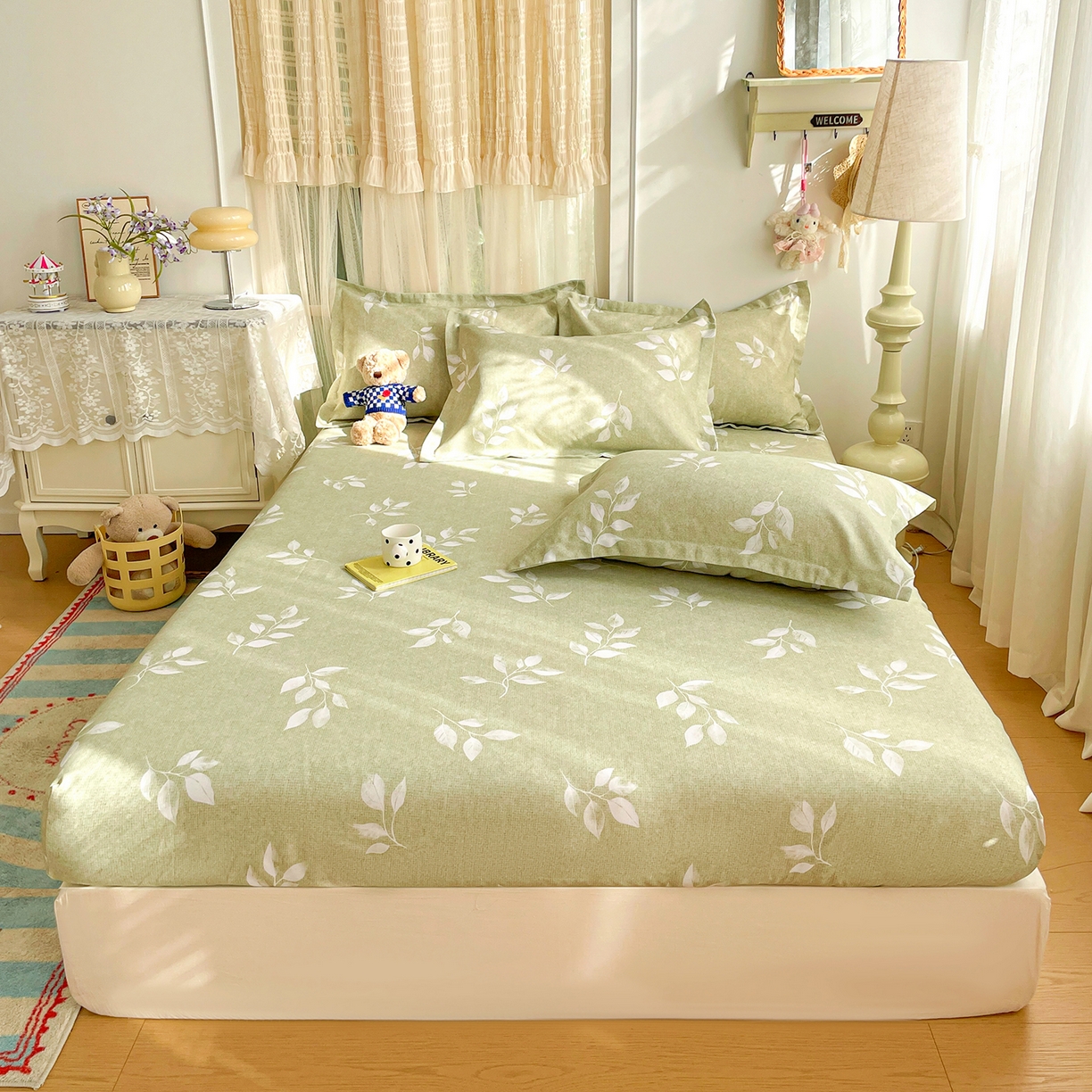 91家纺网 家纺一手货源 找家纺 （总）纽缦家纺 2026新款舒适透气细沙卡通印花老粗布床笠