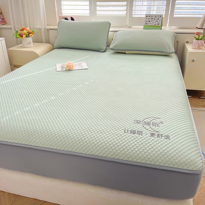 91家纺网 家纺一手货源 找家纺 卡诗兰 2026新款A类凉感豆豆床笠款凉席 床笠-青提绿