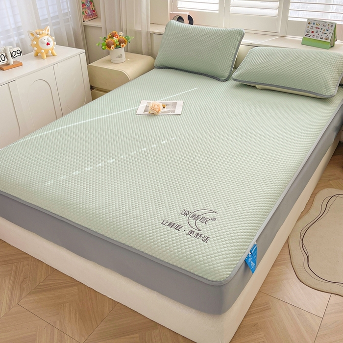 91家纺网 家纺一手货源 找家纺 卡诗兰 2026新款A类凉感豆豆床笠款凉席 床笠-青提绿