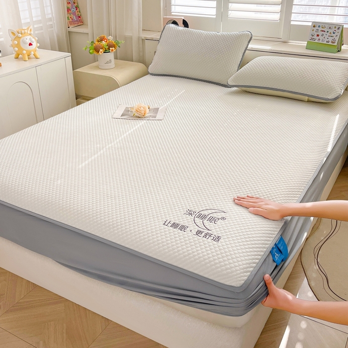 91家纺网 家纺一手货源 找家纺 卡诗兰 2026新款A类凉感豆豆床笠款凉席 床笠-清涧白