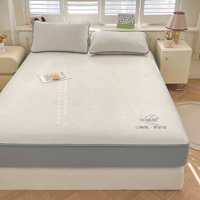 91家纺网 家纺一手货源 找家纺 卡诗兰 2026新款A类凉感豆豆床笠款凉席 床笠-清涧白