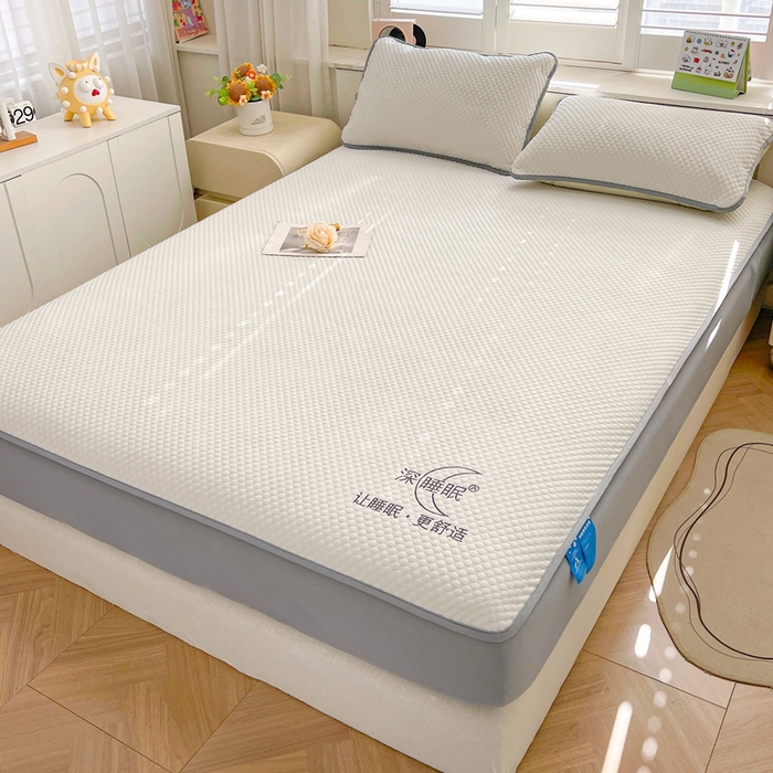 91家纺网 家纺一手货源 找家纺 卡诗兰 2026新款A类凉感豆豆床笠款凉席 床笠-清涧白