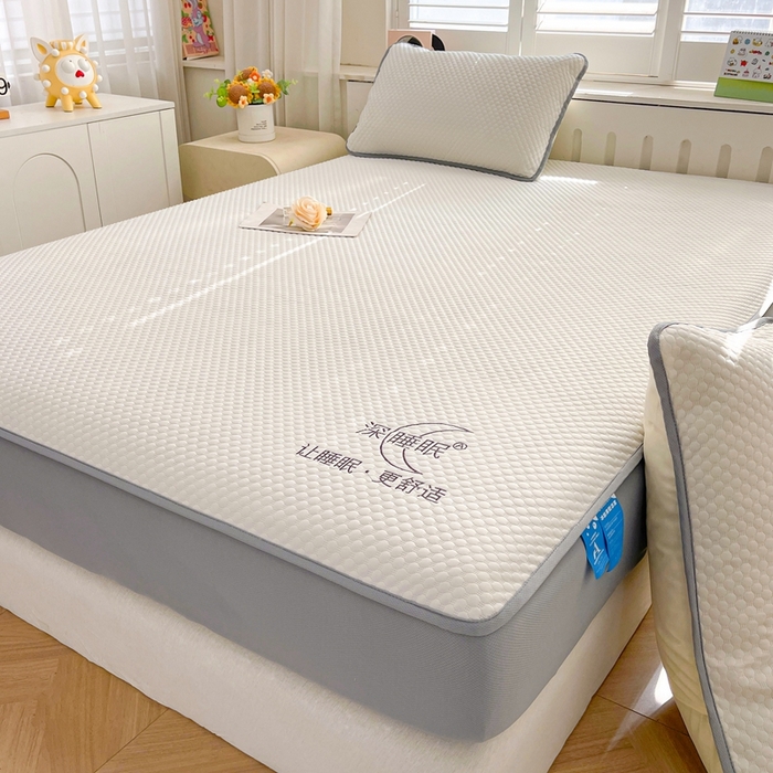 91家纺网 家纺一手货源 找家纺 卡诗兰 2026新款A类凉感豆豆床笠款凉席 床笠-清涧白