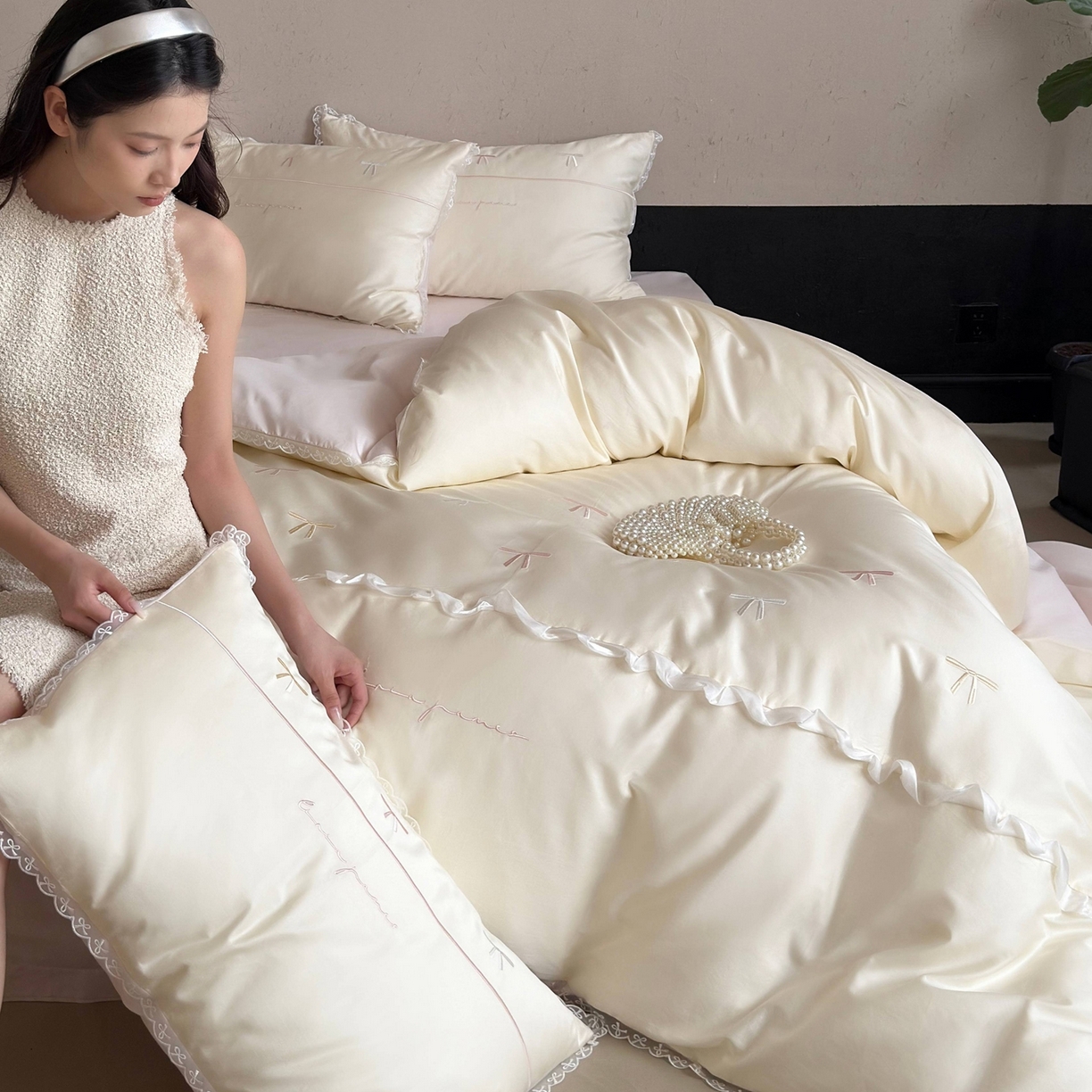 （总）佳汐蓝家纺 2026春夏新款全棉纯棉刺绣四件套-半糖主义