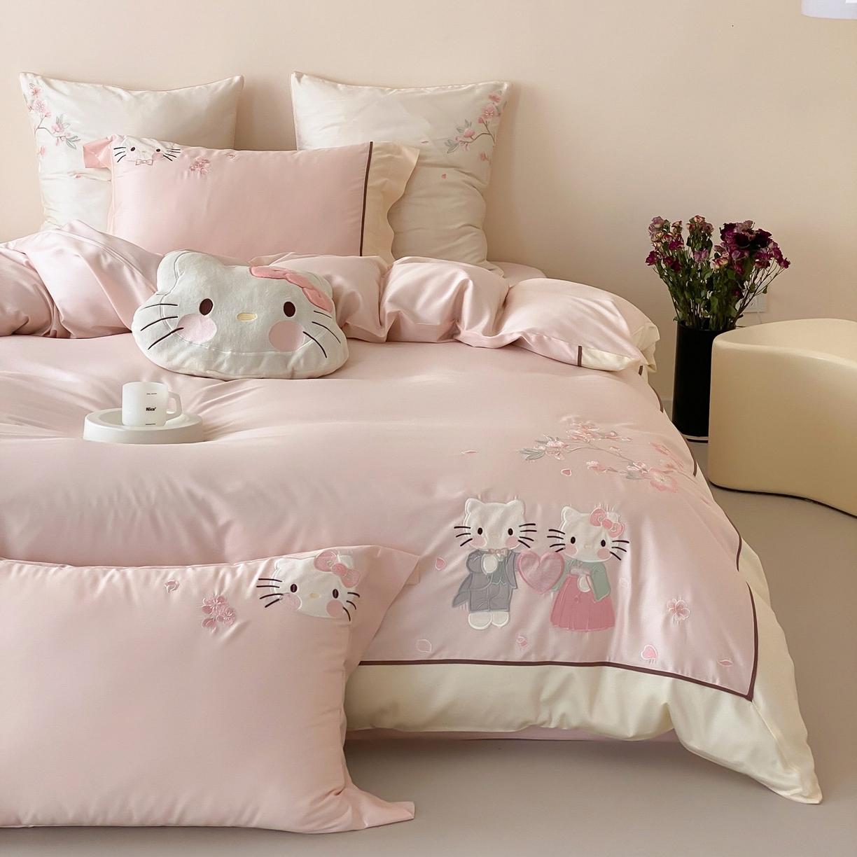 91家纺网 家纺一手货源 找家纺 （总）佳汐蓝家纺 2026春夏新款长绒棉纯棉刺绣四件套-蜜搭子