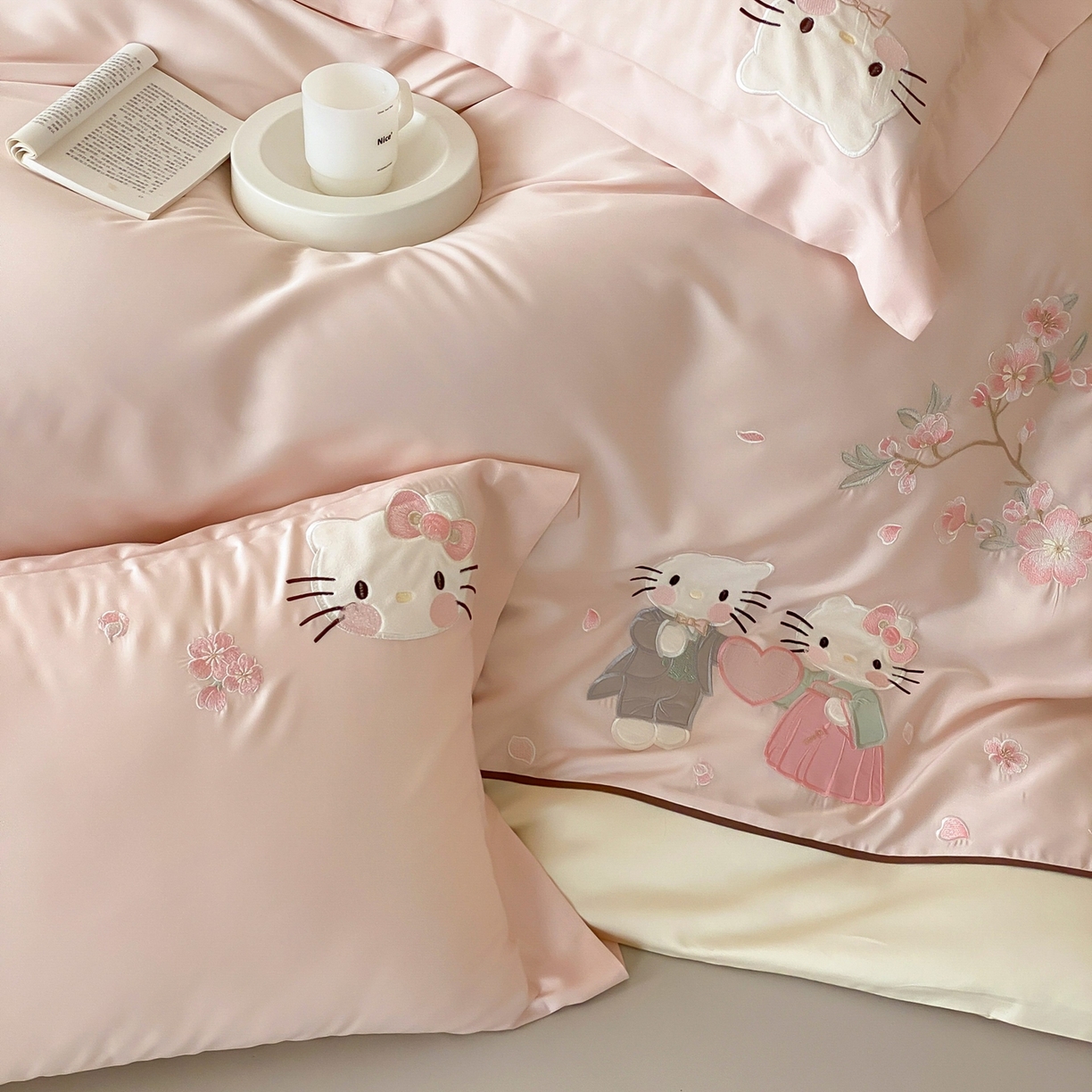 91家纺网 家纺一手货源 找家纺 （总）佳汐蓝家纺 2026春夏新款长绒棉纯棉刺绣四件套-蜜搭子