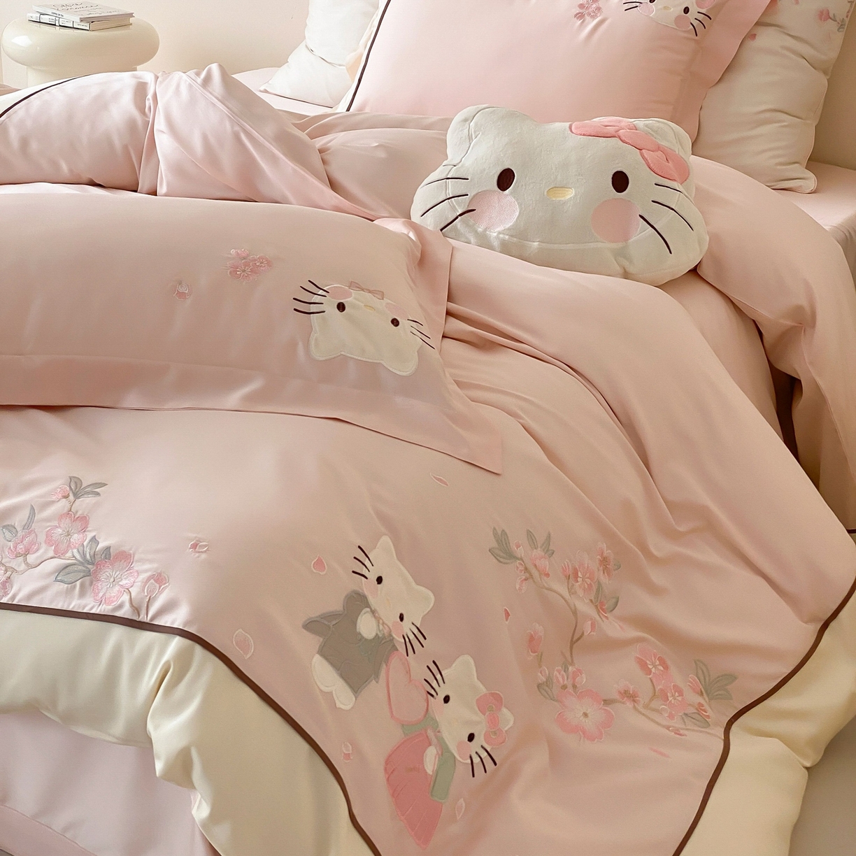 91家纺网 家纺一手货源 找家纺 佳汐蓝家纺 2026春夏新款长绒棉纯棉刺绣四件套-蜜搭子 蜜搭子-粉