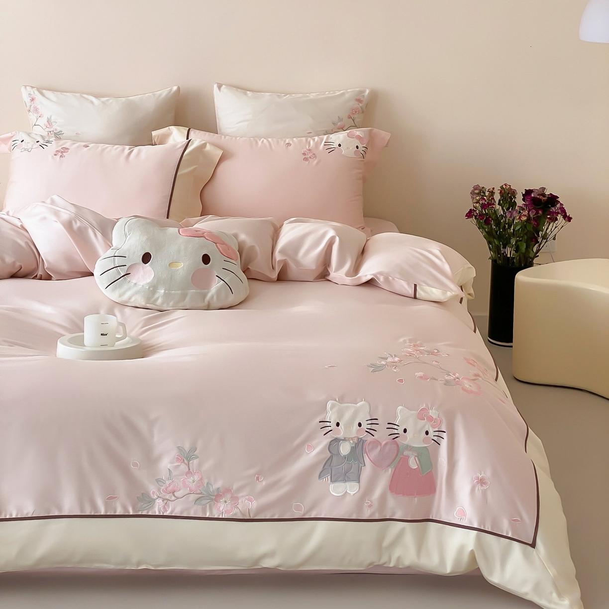 91家纺网 家纺一手货源 找家纺 （总）佳汐蓝家纺 2026春夏新款长绒棉纯棉刺绣四件套-蜜搭子