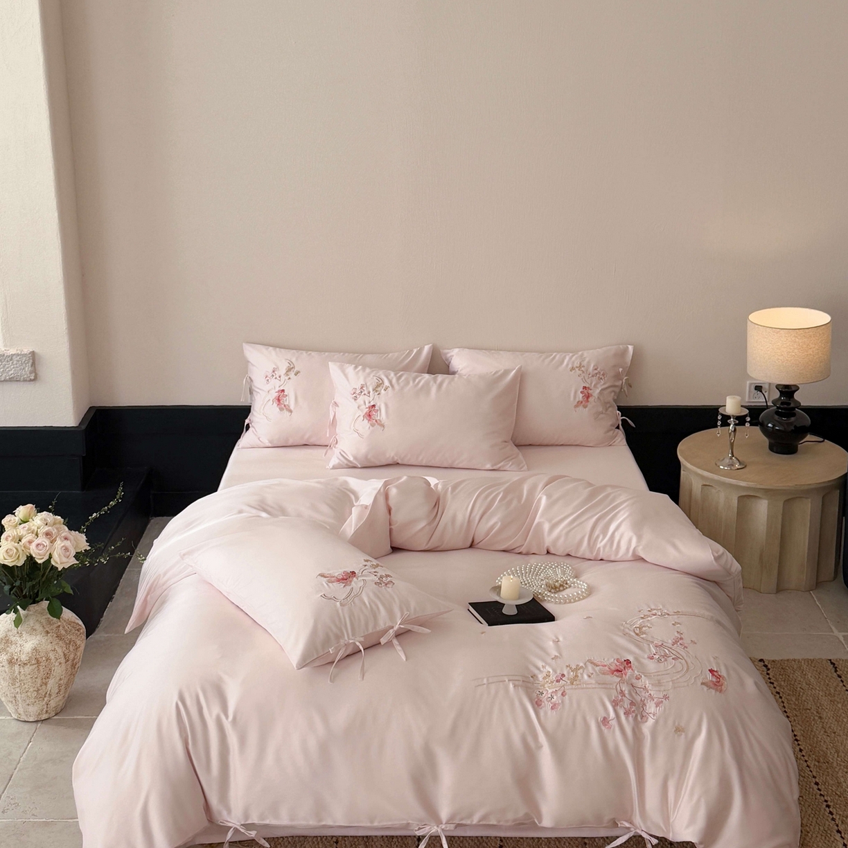 91家纺网 家纺一手货源 找家纺 （总）佳汐蓝家纺 2026春夏新款长绒棉纯棉刺绣四件套-如意锦鲤