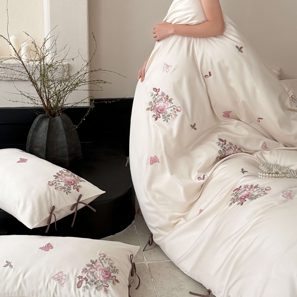 91家纺网 家纺一手货源 找家纺 （总）佳汐蓝家纺 2026春夏新款长绒棉纯棉刺绣四件套-时光织锦