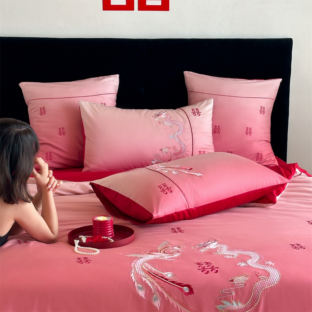 91家纺网 家纺一手货源 找家纺 （总）江涞 2026新款100长绒棉数码印花刺绣四件套-承欢