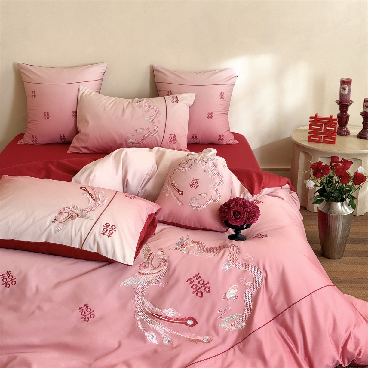 91家纺网 家纺一手货源 找家纺 （总）江涞 2026新款100长绒棉数码印花刺绣四件套-承欢