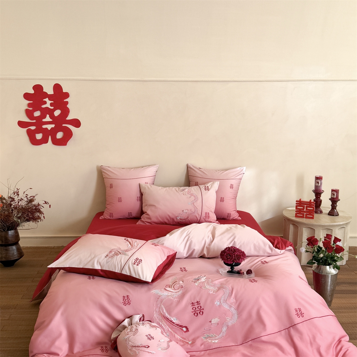 91家纺网 家纺一手货源 找家纺 （总）江涞 2026新款100长绒棉数码印花刺绣四件套-承欢