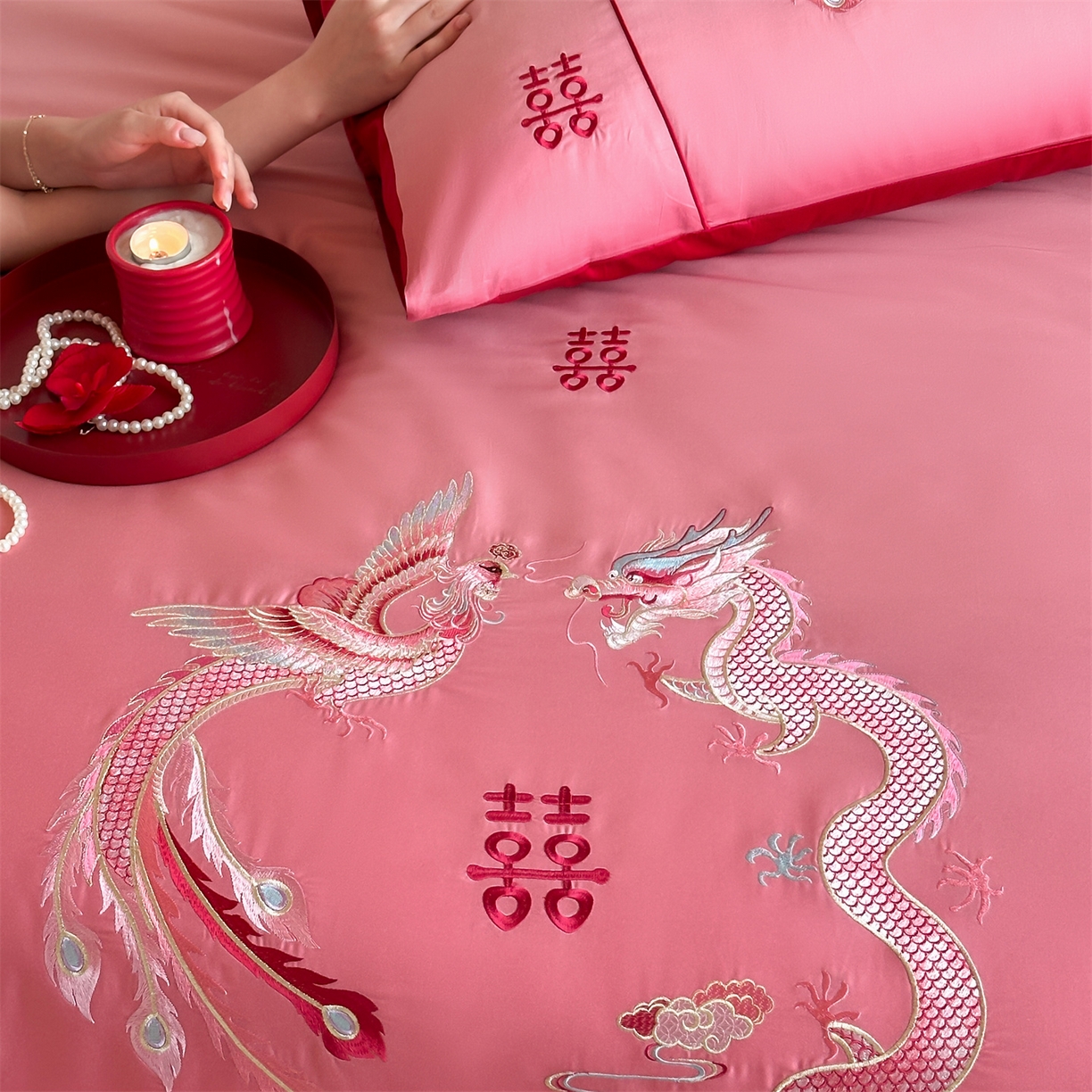 91家纺网 家纺一手货源 找家纺 （总）江涞 2026新款100长绒棉数码印花刺绣四件套-承欢