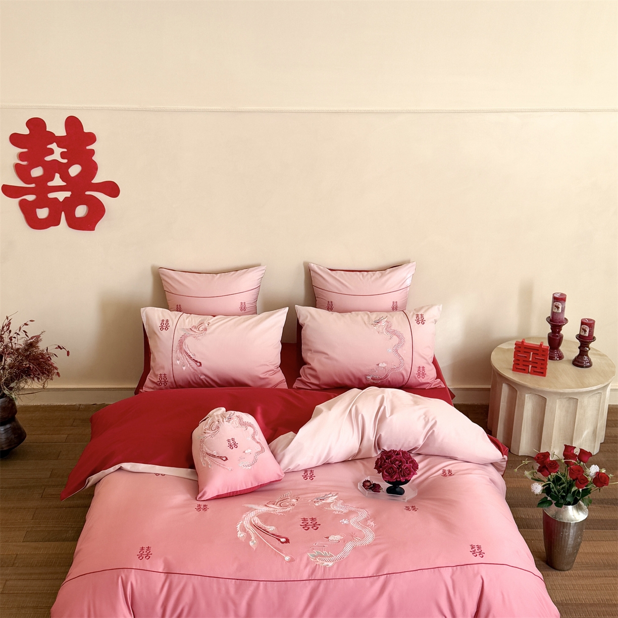 91家纺网 家纺一手货源 找家纺 （总）江涞 2026新款100长绒棉数码印花刺绣四件套-承欢