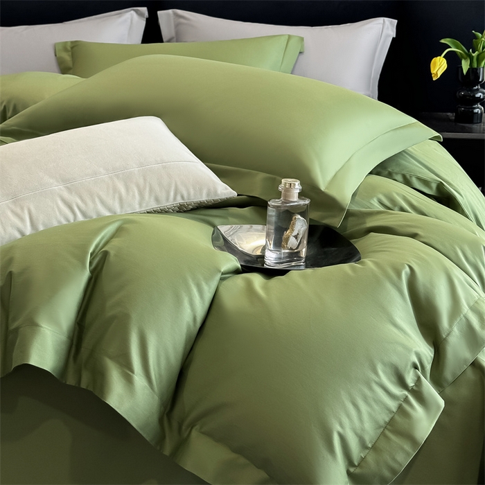 朵希曼 2026春夏新款纯色贡缎长绒棉纯棉系列四件套 墨绿
