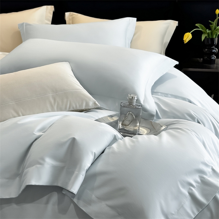 朵希曼 2026春夏新款纯色贡缎长绒棉纯棉系列四件套 湖水兰