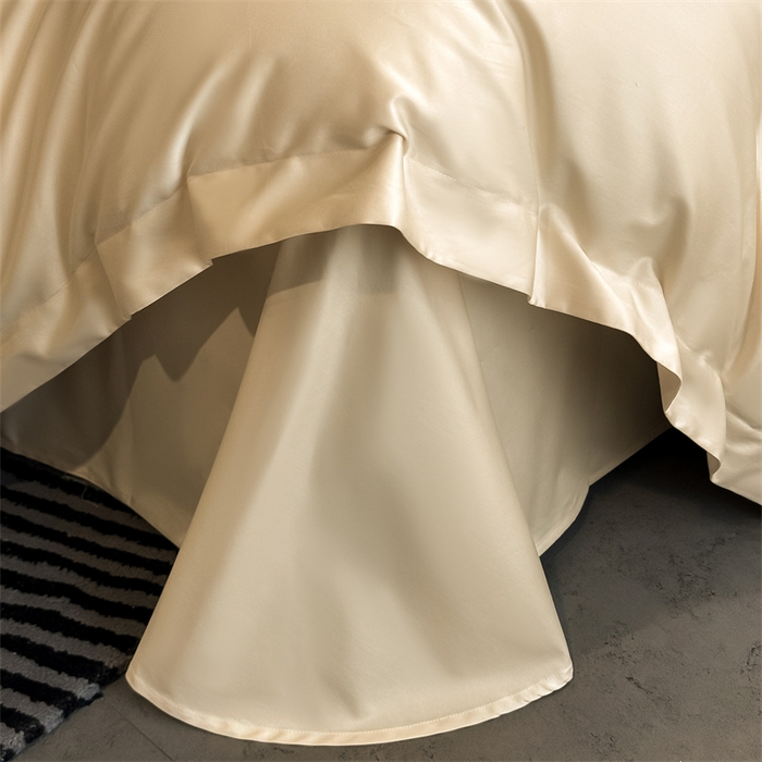 91家纺网 家纺一手货源 找家纺 朵希曼 2026春夏新款纯色贡缎长绒棉纯棉系列四件套 米黄