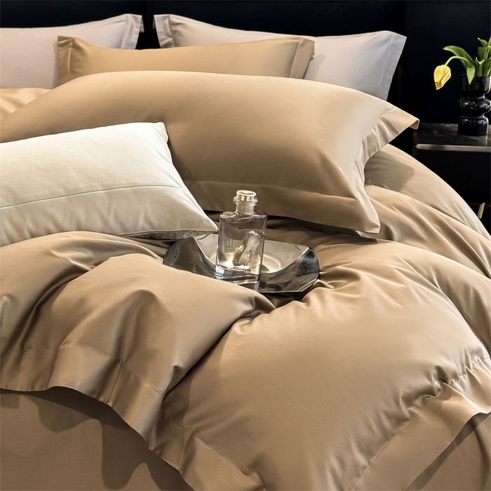 朵希曼 2026春夏新款纯色贡缎长绒棉纯棉系列四件套 棕咖