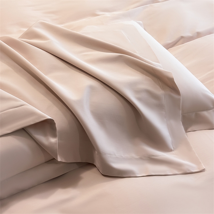 91家纺网 家纺一手货源 找家纺 朵希曼 2026春夏新款纯色贡缎长绒棉纯棉系列四件套 藕粉