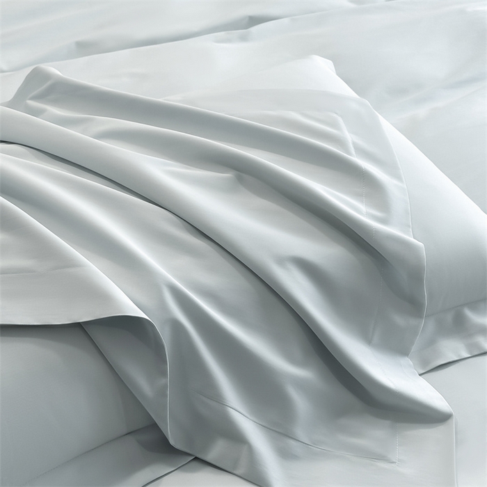 91家纺网 家纺一手货源 找家纺 朵希曼 2026春夏新款纯色贡缎长绒棉纯棉系列四件套 湖水兰