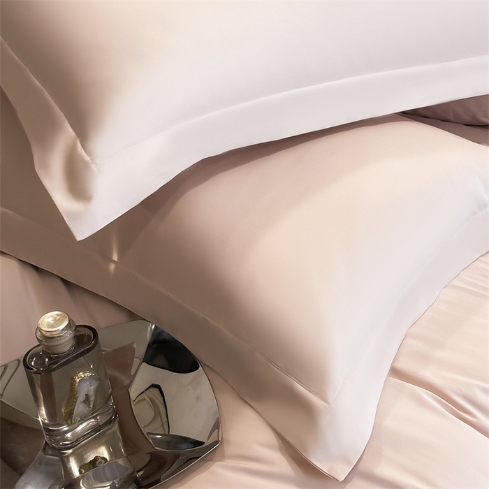 91家纺网 家纺一手货源 找家纺 朵希曼 2026春夏新款纯色贡缎长绒棉纯棉系列四件套 藕粉