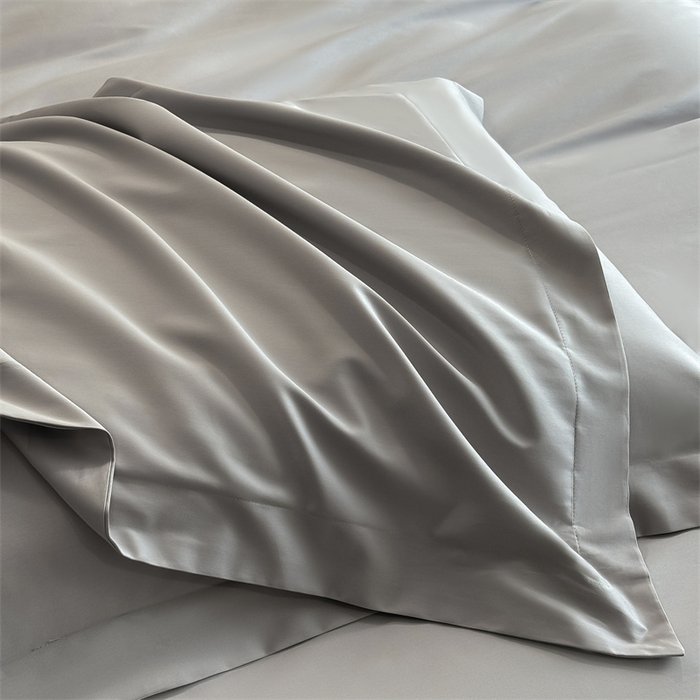 91家纺网 家纺一手货源 找家纺 朵希曼 2026春夏新款纯色贡缎长绒棉纯棉系列四件套 典雅灰