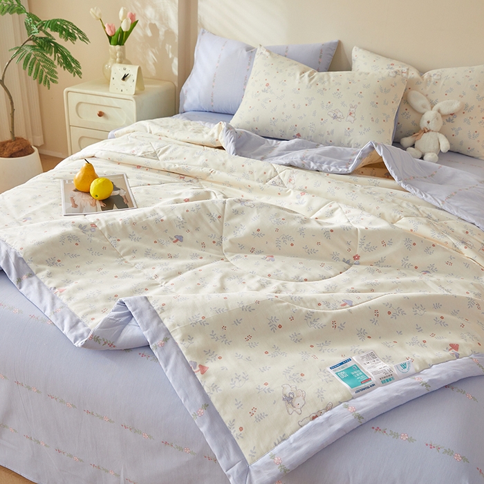 91家纺网 家纺一手货源 找家纺 铺尚美家纺 2026新款A类里外全棉棉花夏被 森林小镇