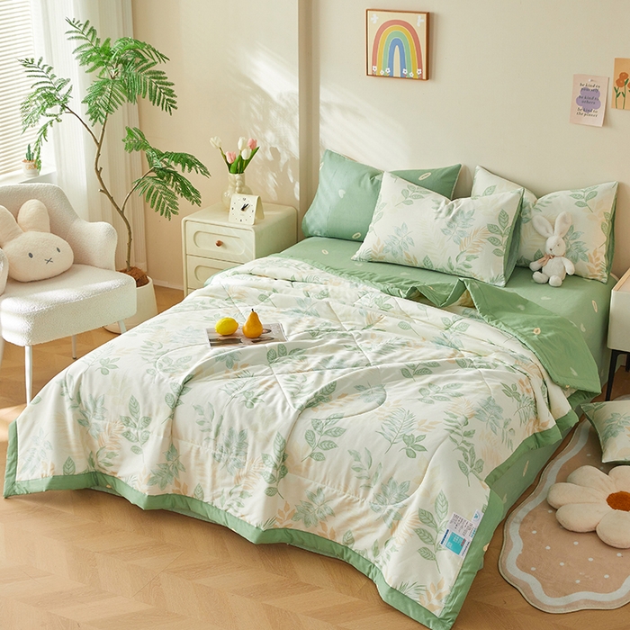 91家纺网 家纺一手货源 找家纺 铺尚美家纺 2026新款A类里外全棉棉花夏被 山茶物语