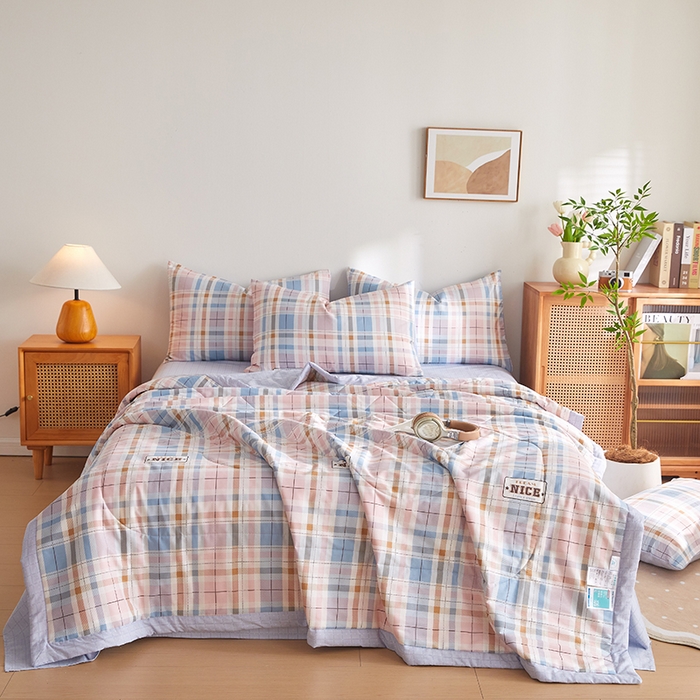 91家纺网 家纺一手货源 找家纺 铺尚美家纺 2026新款A类里外全棉棉花夏被 时光 格