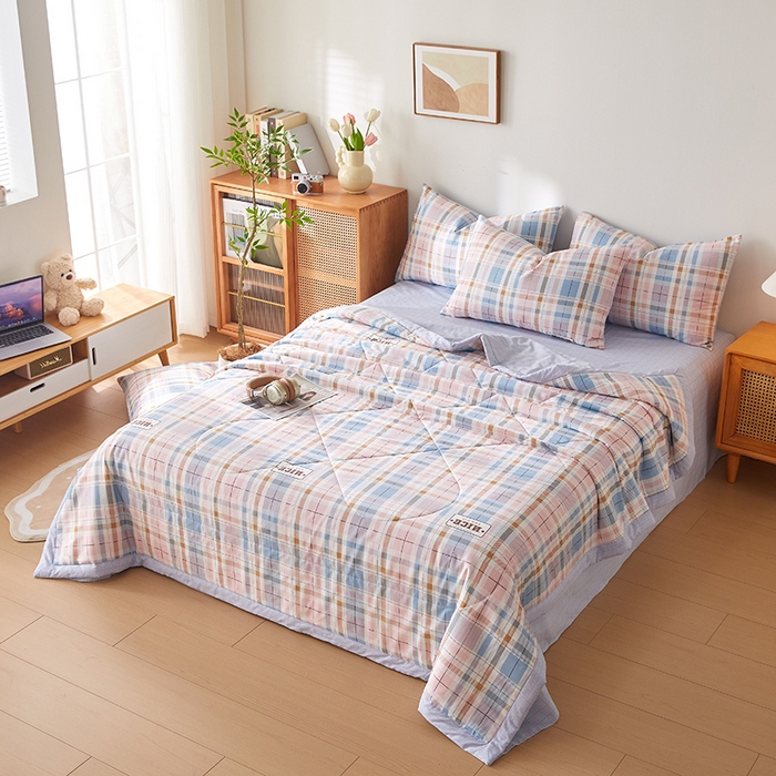 91家纺网 家纺一手货源 找家纺 铺尚美家纺 2026新款A类里外全棉棉花夏被 时光 格