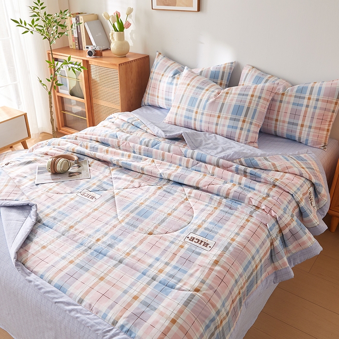 91家纺网 家纺一手货源 找家纺 铺尚美家纺 2026新款A类里外全棉棉花夏被 时光 格