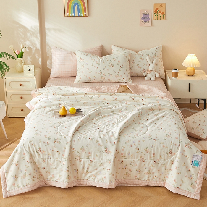 91家纺网 家纺一手货源 找家纺 铺尚美家纺 2026新款A类里外全棉棉花夏被 晚香 玉